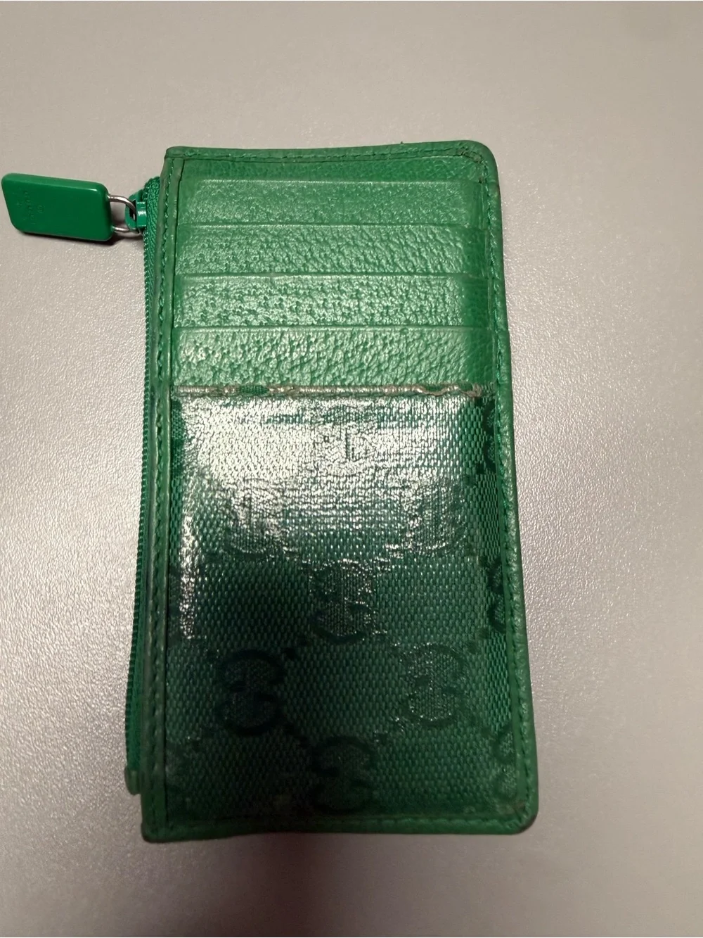 Gucci Emerald Green GG Canvas Card Case & Wallet - Picture 9 of 10